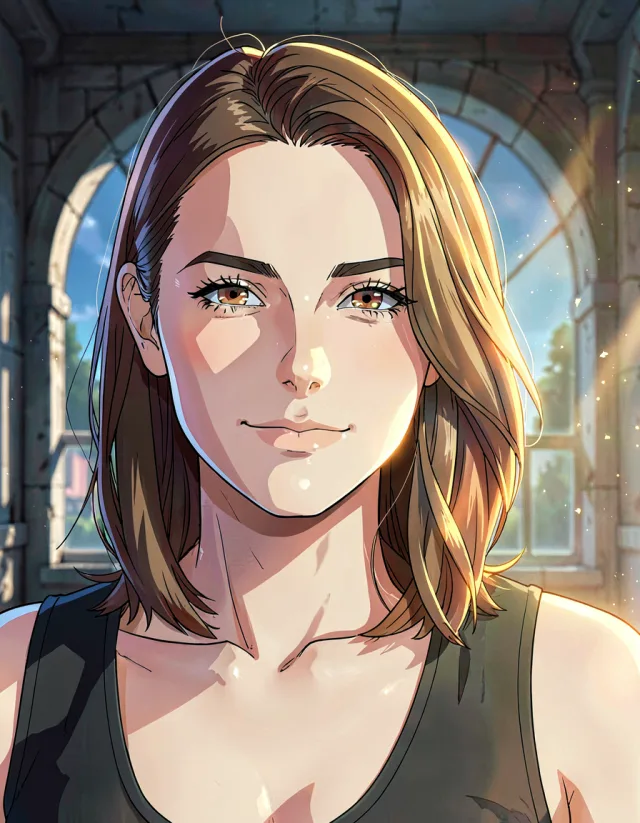 Dasselbe Portrait als KI-erzeugte Anime-Zeichnung
