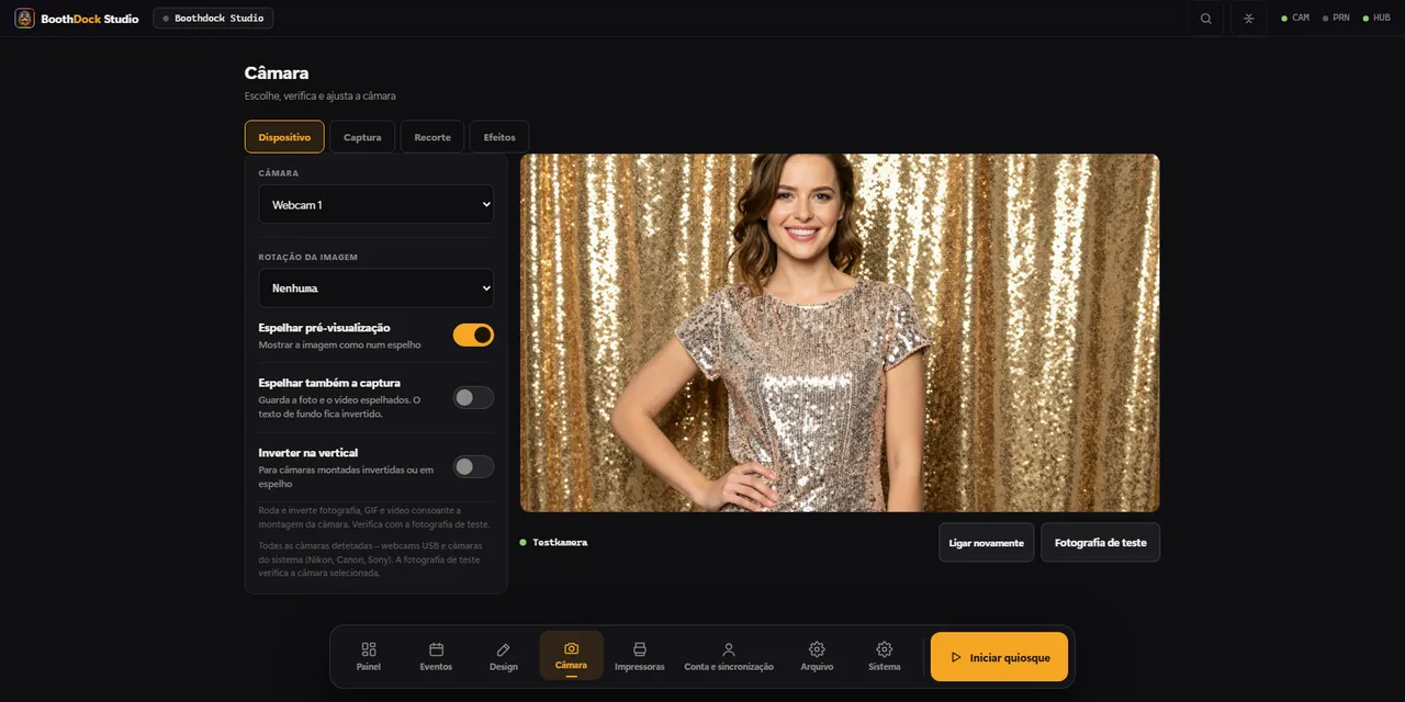 A câmara configura-se uma vez